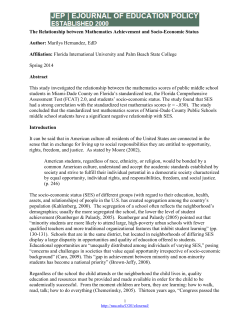 The Relationship between Mathematics Achievement and Socio