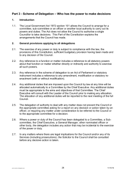 Part 3 - Scheme of delegation - who has the power