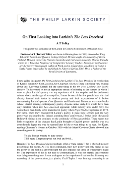 On First Looking into Larkin`s The Less Deceived