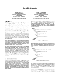 On XML Objects - The XML Cover Pages