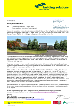 4th June 2012 Dear Rydalmere Residents. Re