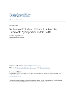 Sicilian Intellectual and Cultural Resistance to Piedmont`s