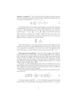 Seminar 2, question 1 Let us first rewrite the formula for optimal