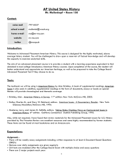 AP United States History - Westerville City Schools