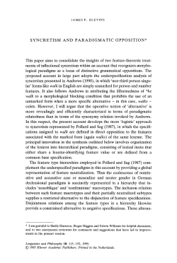 Syncretism and paradigmatic opposition