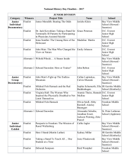 National History Day Finalists &ndash; 2017 JUNIOR - UW