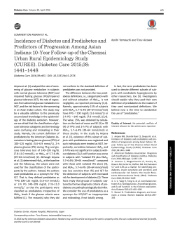 Comment on Anjana et al. Incidence of Diabetes