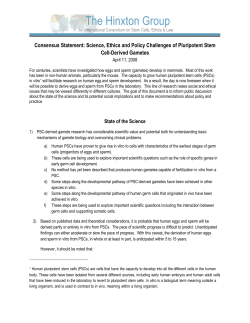 Consensus Statement: Science, Ethics and Policy Challenges of