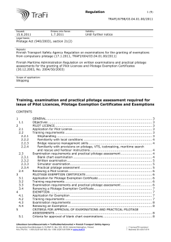Training, examination and practical pilotage assessment