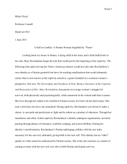 A Self in Conflict: A Puritan Woman Engulfed by `Them`