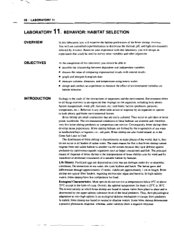 laboratory 11. behavior: habitat selection