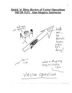 Quick `n` Dirty Review of Vector Operations METR 3123. Alan