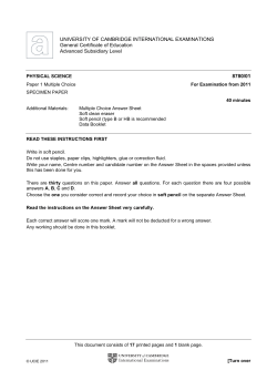 2011 Specimen Paper 1