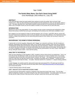 116-2008: The Perfect Baby Name: One Dad`s Quest Using SAS&reg;