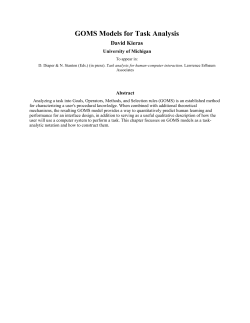 GOMS Models for Task Analysis - EECS @ Michigan