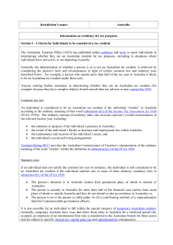 Jurisdiction`s name: Australia Information on residency