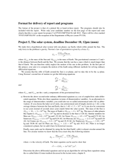 Format for delivery of report and programs Project 5, The solar
