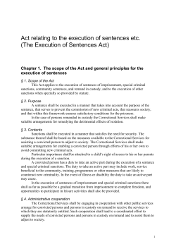 act relating to the execution of sentences etc