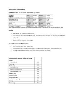 Slice the bread rolls and arrange the mustard, mayonnaise