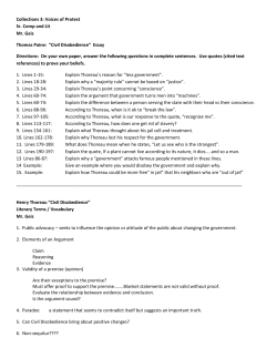 Collections 3: Voices of Protest Sr. Comp and Lit Mr. Geis Thomas