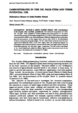 carbohydrates in the oil palm stem and their potential use