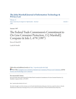 The Federal Trade Commission`s Commitment to On