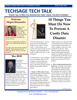 May 2016 - TechSage Solutions