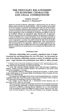 the fiduciary relationship: its economic character