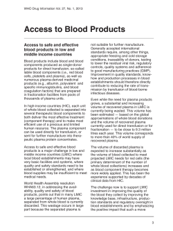 Access to Blood Products - World Health Organization