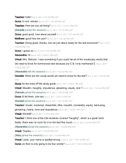 Teacher: How are you all doing? Nov 6, 2011 7:01:31 PM CST