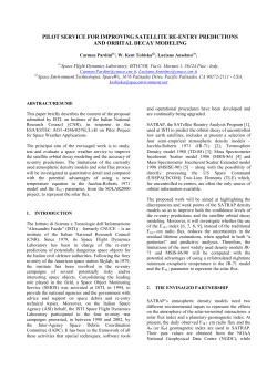 pilot service for improving satellite re entry predictions and orbital