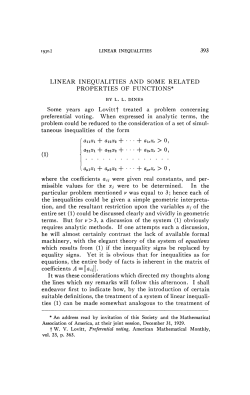393 LINEAR INEQUALITIES AND SOME RELATED PROPERTIES