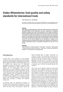 Codex Alimentarius: food quality and safety standards for