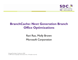 BranchCache: Next Generation Branch Office Optimizations