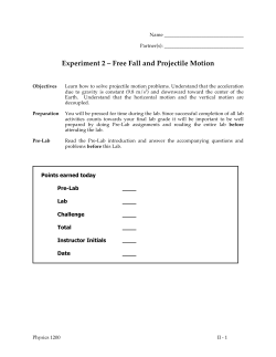 Experiment 2 &ndash; Free Fall and Projectile Motion