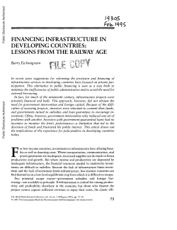 FINANCING INFRASTRUCTURE IN DEVELOPING COUNTRIES
