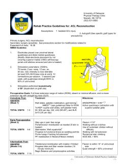 Rehab Practice Guidelines for: ACL