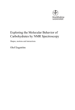 Exploring the Molecular Behavior of Carbohydrates by NMR