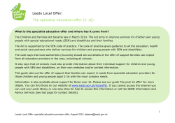 Leeds Local Offer: The specialist education offer (2-16)