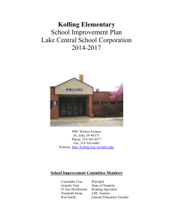 Kolling Elementary School Improvement Plan Lake Central School