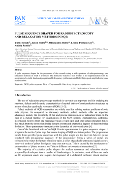 PULSE SEQUENCE SHAPER FOR RADIOSPECTROSCOPY