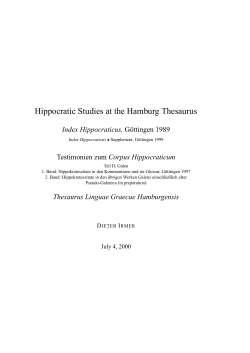 Hippocratic Studies at the Hamburg Thesaurus