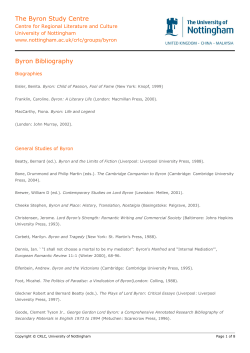 Byron Bibliography - University of Nottingham