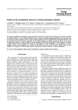 Studies on the precipitation behavior of calcium phosphate solutions