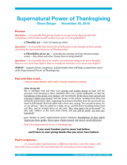 Supernatural Power of Thanksgiving