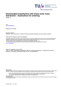 Disentangled polyethylene with sharp molar mass distribution