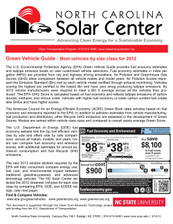 Green Vehicle Guide : Best vehicles by size class for 2012