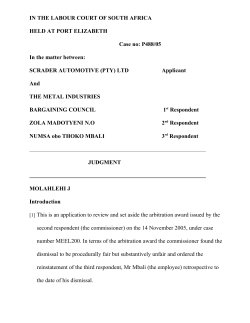 IN THE LABOUR COURT OF SOUTH AFRICA