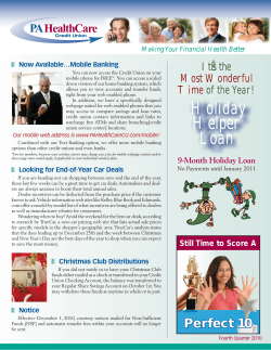 Holiday Helper Loan - PA HealthCare Credit Union