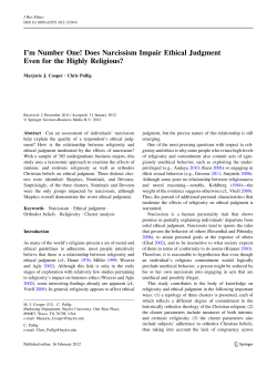 I`m Number One! Does Narcissism Impair Ethical Judgment Even for